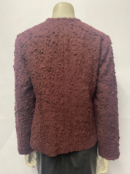 Neeru Kumar Burgundy Textured Wool Jacket Small