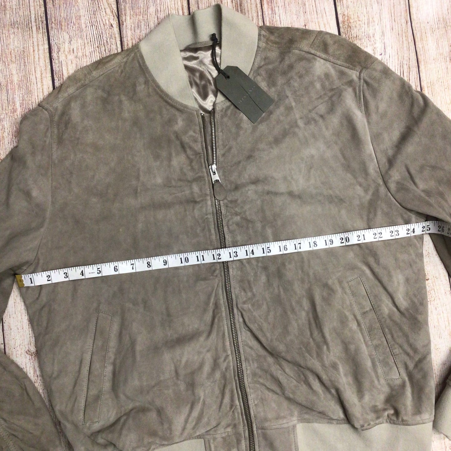 BNWT AllSaints Light Khaki Ari Leather Bomber Jacket Size L