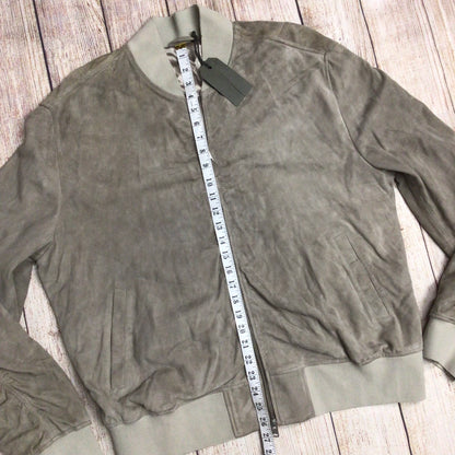 BNWT AllSaints Light Khaki Ari Leather Bomber Jacket Size L