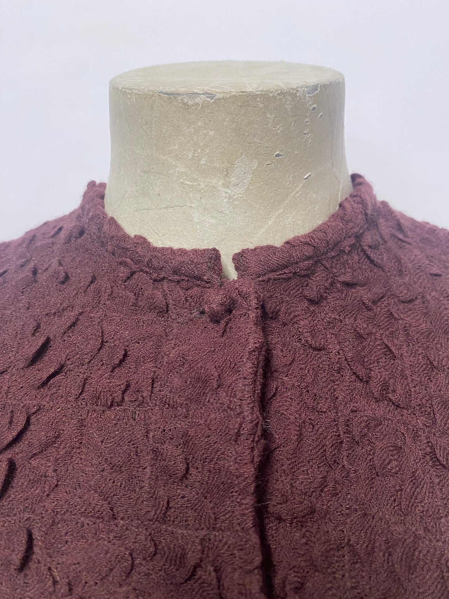 Neeru Kumar Burgundy Textured Wool Jacket Small