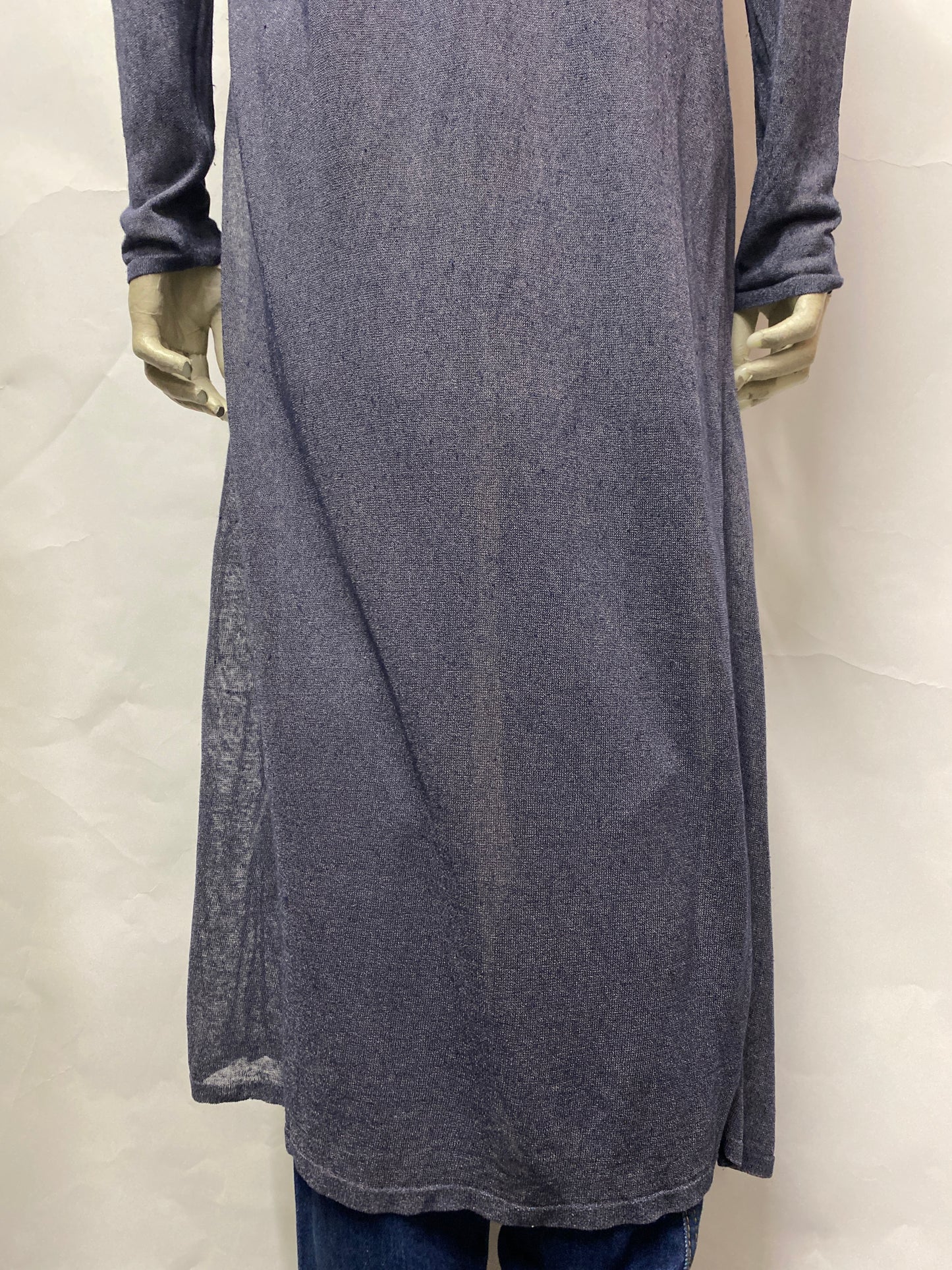 Eileen Fisher Blue Linen Fine Weave Long Duster Cardigan Medium