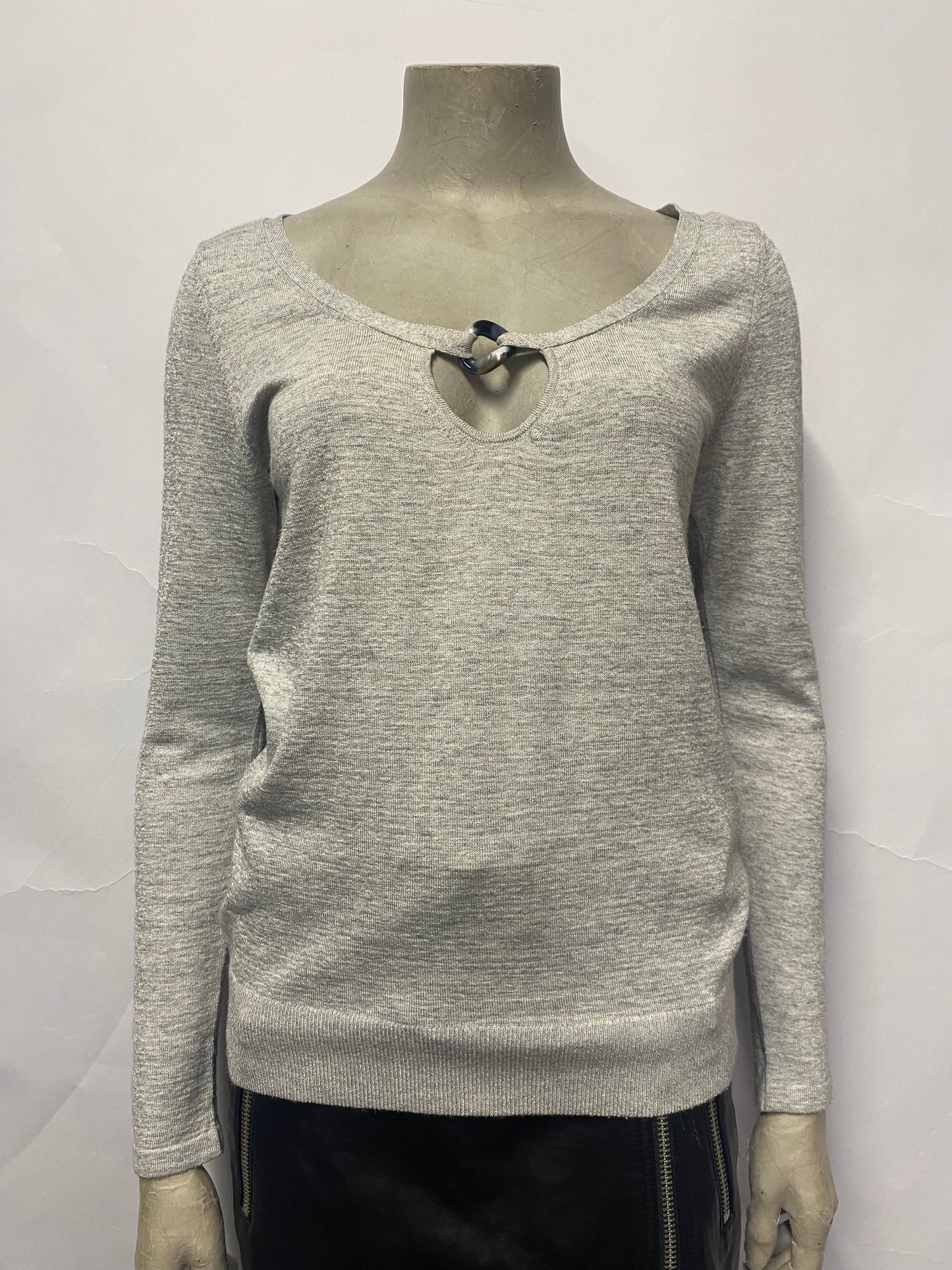 Uterque Grey Knit Long Sleeve Top Medium