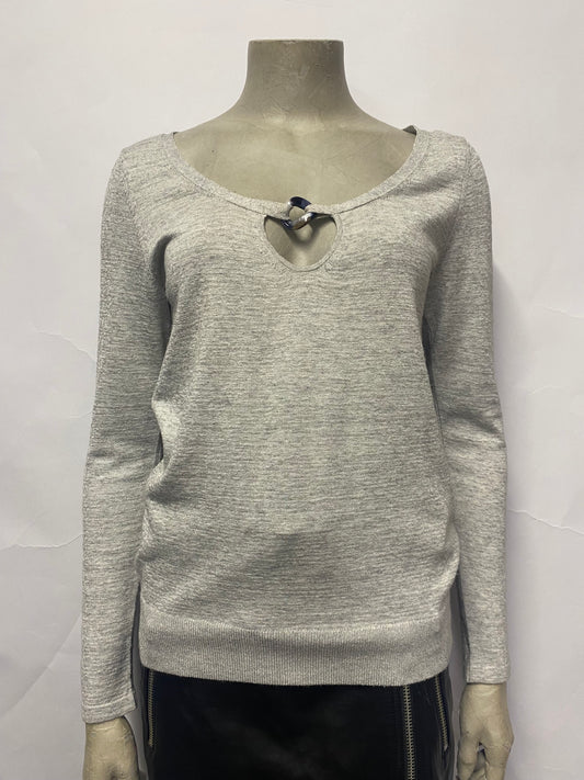 Uterque Grey Knit Long Sleeve Top Medium