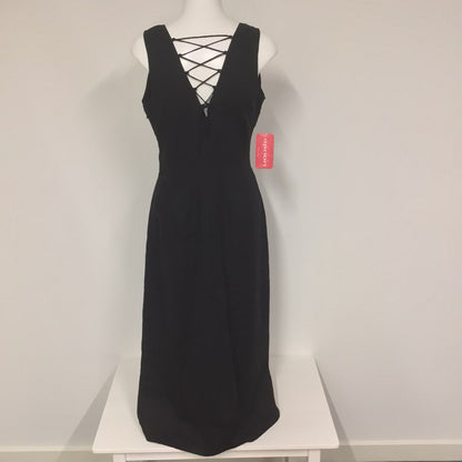 BNWT Apriori Black 100% Linen V Neck Dress w/Corsage Detail Size 12