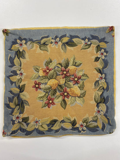 Jules Pansu Paris Yellow and Blue Floral Lemon Tapestry Cushion Cover