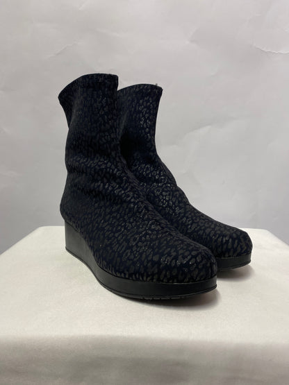 Robert Clergerie Black Cheetah Glitter Ankle Boots 5/38