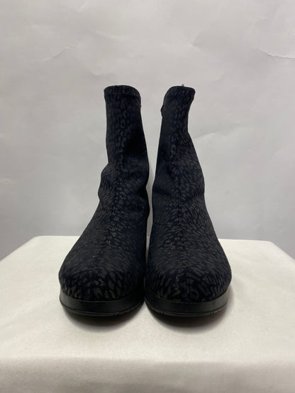 Robert Clergerie Black Cheetah Glitter Ankle Boots 5/38