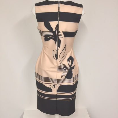 Star by Julien MacDonald Black & Peach Patterned Pencil Dress Size 10