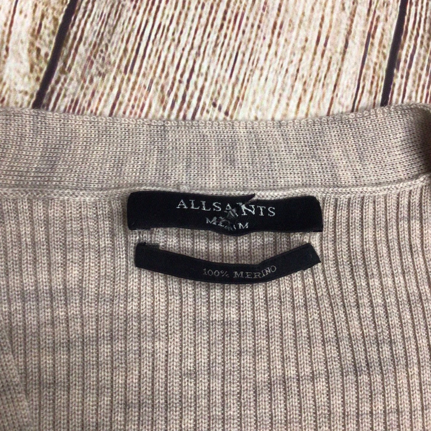 AllSaints Light Pink Marl Merino Cardigan Maxi Dress Size M