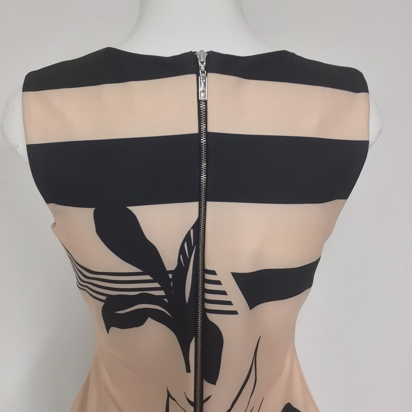 Star by Julien MacDonald Black & Peach Patterned Pencil Dress Size 10