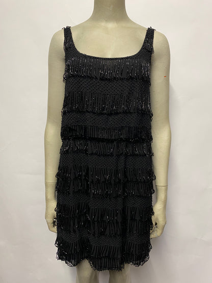Alice + Olivia Black Sleeveless Sequin Mini Dress Medium