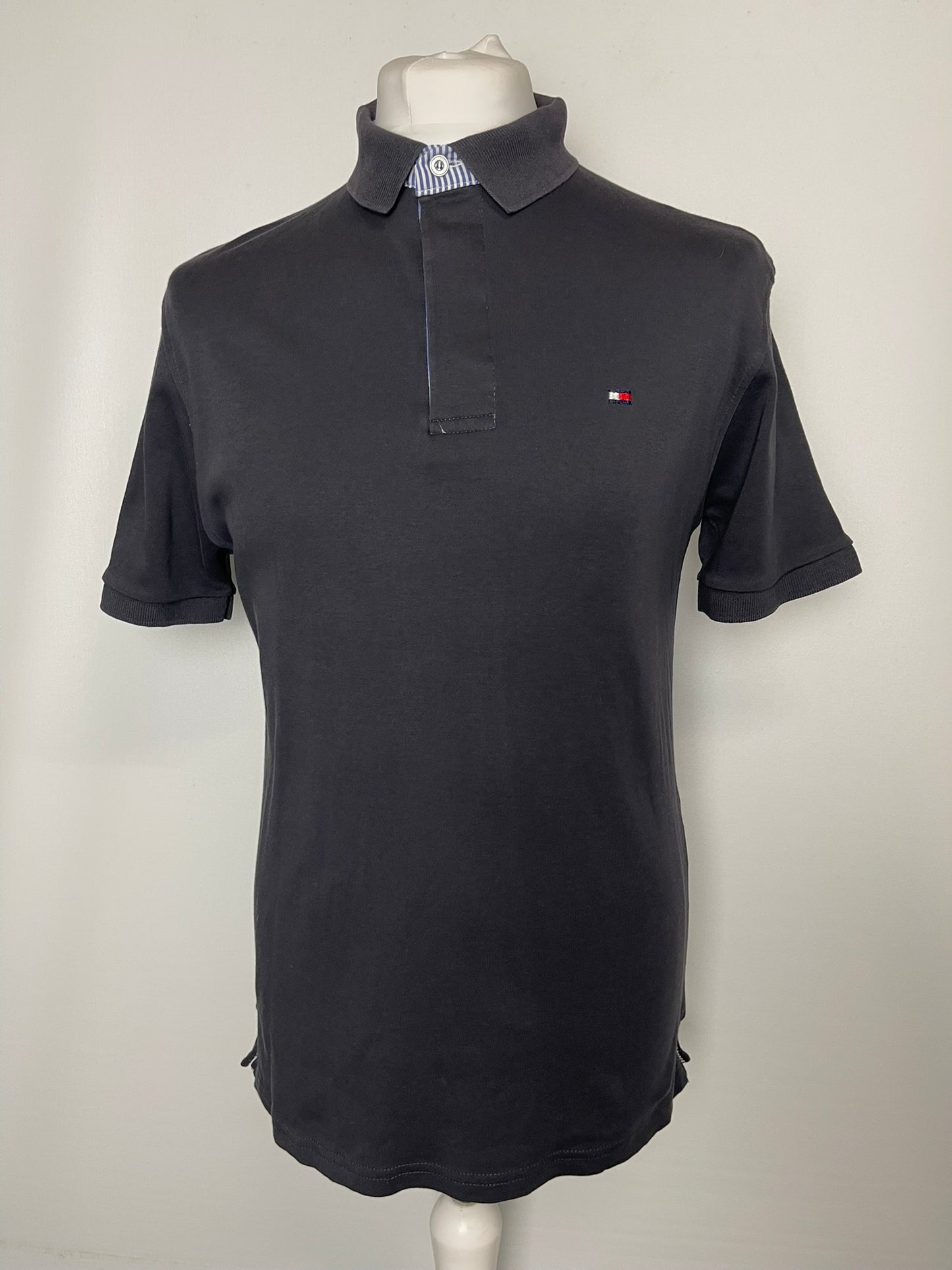 Tommy Hilfiger Black Cotton Polo Top Medium