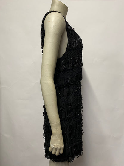 Alice + Olivia Black Sleeveless Sequin Mini Dress Medium