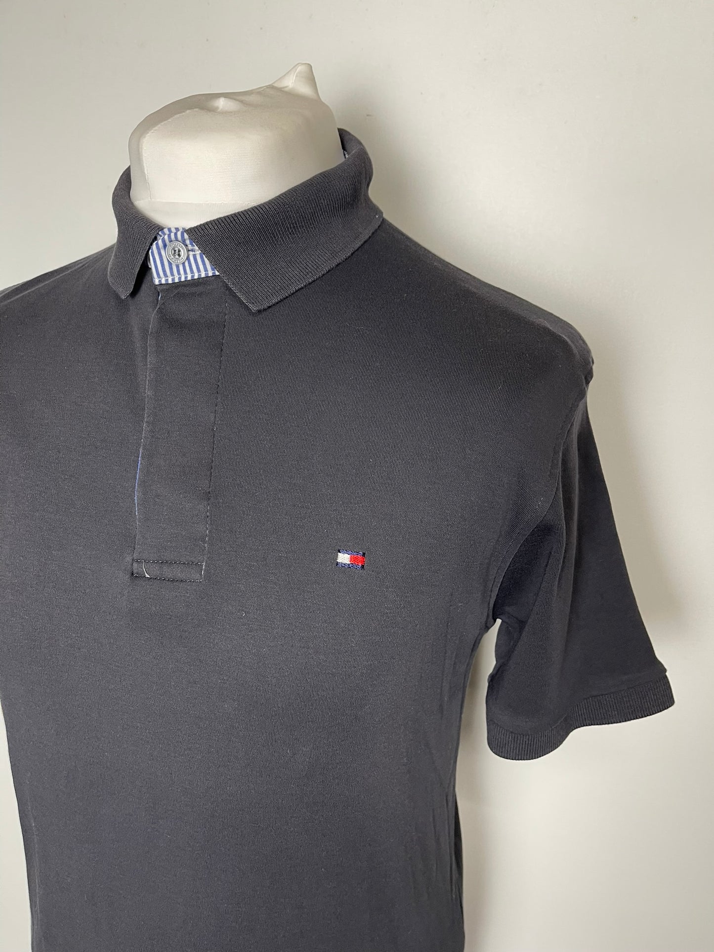 Tommy Hilfiger Black Cotton Polo Top Medium