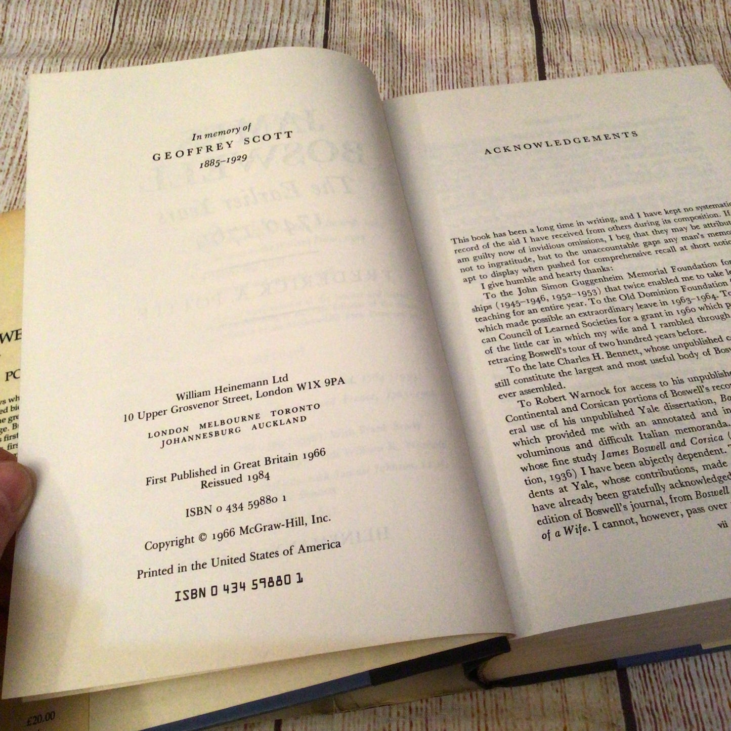 James Boswell: The Earlier Years 1740-1769 by Frederick A. Pottle (1984)