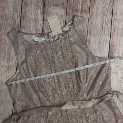 BNWT Monsoon Mink Brown Lace Sleeveless Dress w/Tie Waist Size 20