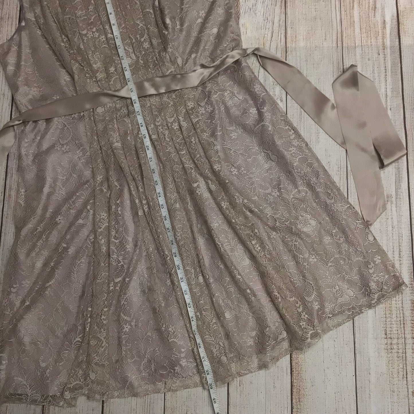 BNWT Monsoon Mink Brown Lace Sleeveless Dress w/Tie Waist Size 20