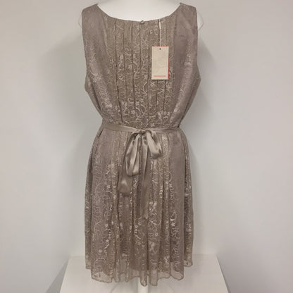 BNWT Monsoon Mink Brown Lace Sleeveless Dress w/Tie Waist Size 20