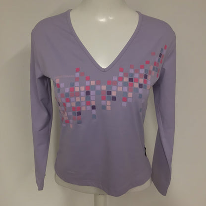 Jasper Conran Purple 90s Stretchy V Neck Top Size L