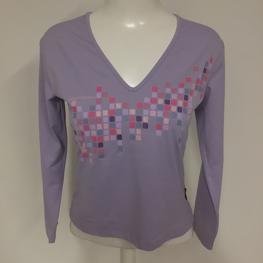 Jasper Conran Purple 90s Stretchy V Neck Top Size L