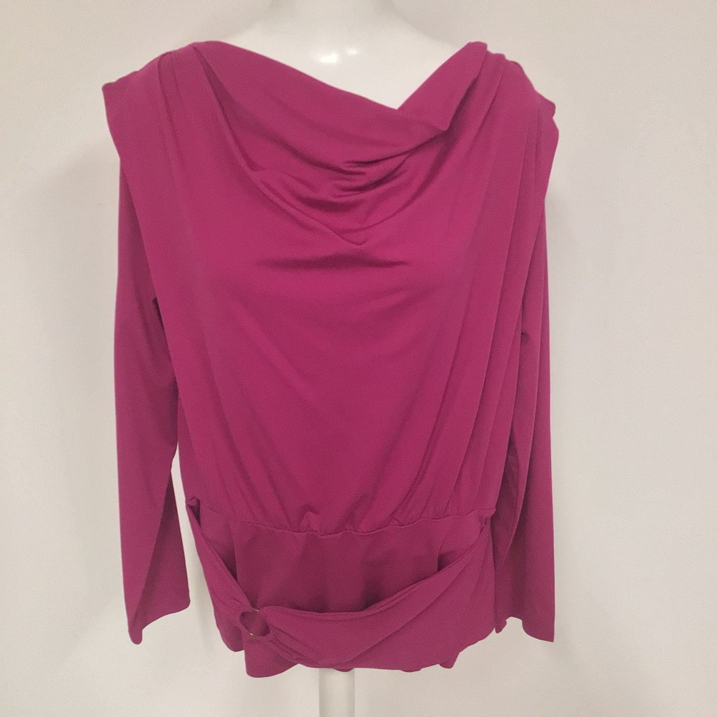 BNWT Monsoon Dark Pink Long Sleeve Cowl Neck Top Size L