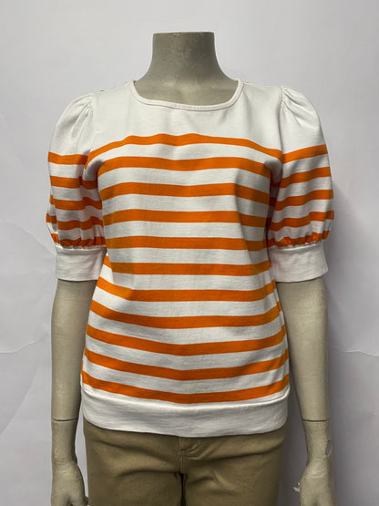 WYSE Orange and White Striped Cotton Top