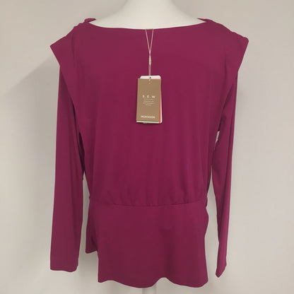 BNWT Monsoon Dark Pink Long Sleeve Cowl Neck Top Size L