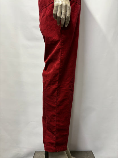 Lucy & Yak - Rex - Short Sleeve Corduroy Jumpsuit in Dahlia Red UK 4