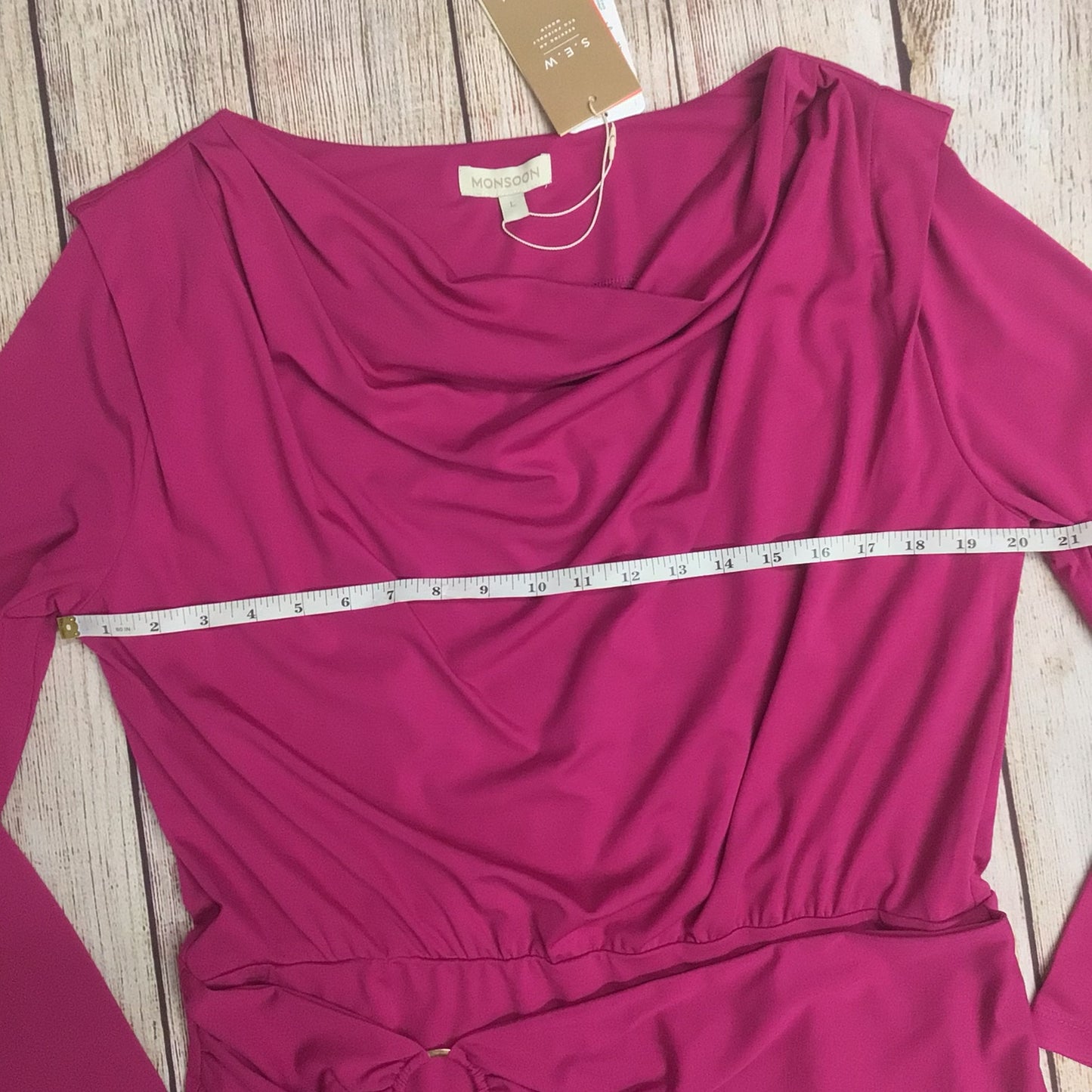 BNWT Monsoon Dark Pink Long Sleeve Cowl Neck Top Size L