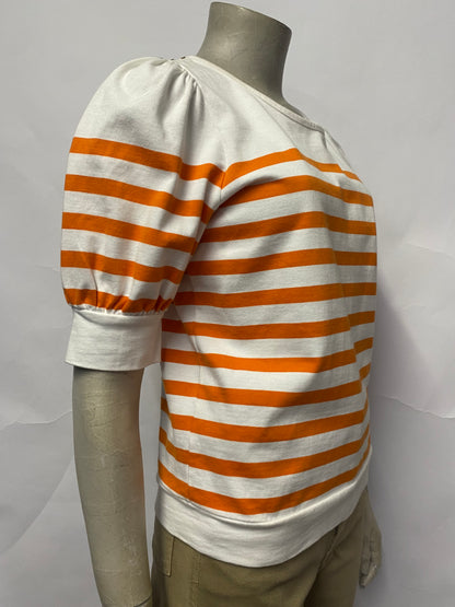 WYSE Orange and White Striped Cotton Top