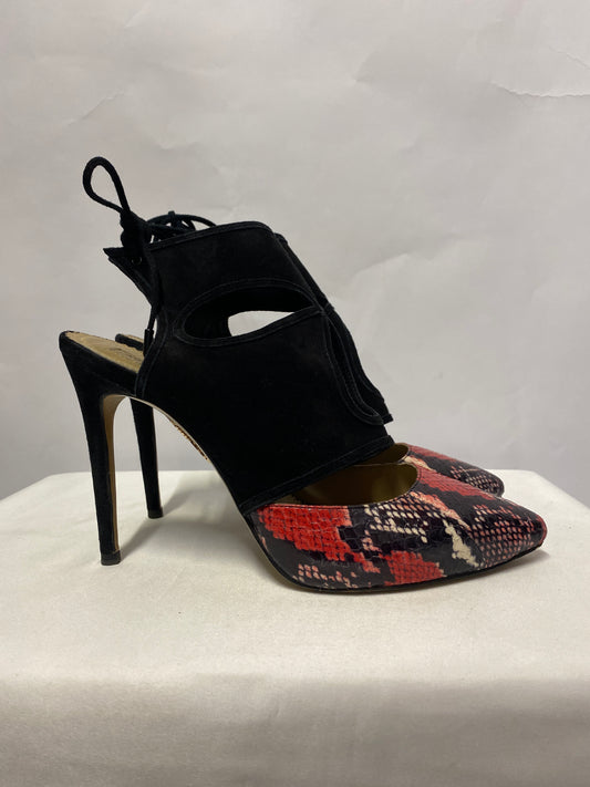 Aquazurra Black and Pink Snake Print Stilettos 6.5/39.5