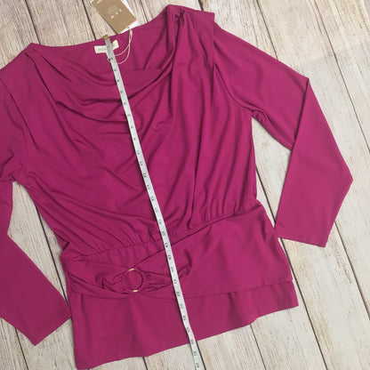 BNWT Monsoon Dark Pink Long Sleeve Cowl Neck Top Size L