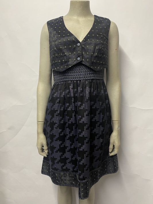 Anna Sui Black and Blue Waistcoat Dress 6