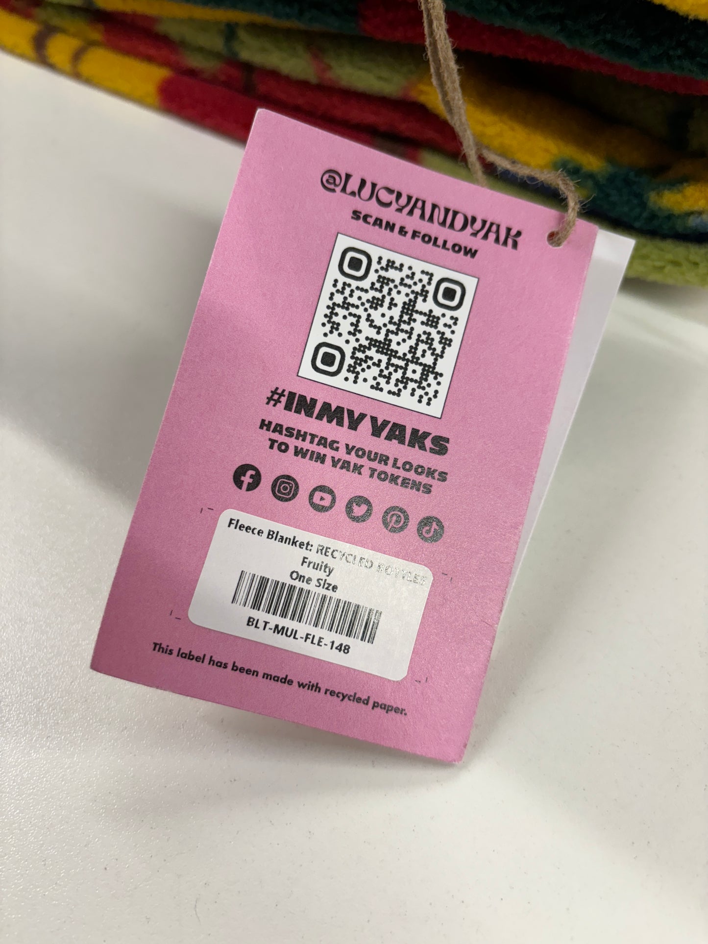 Lucy & Yak Fleece Blanket RECYCLED BOTTLES Fruity Shop for Shelter