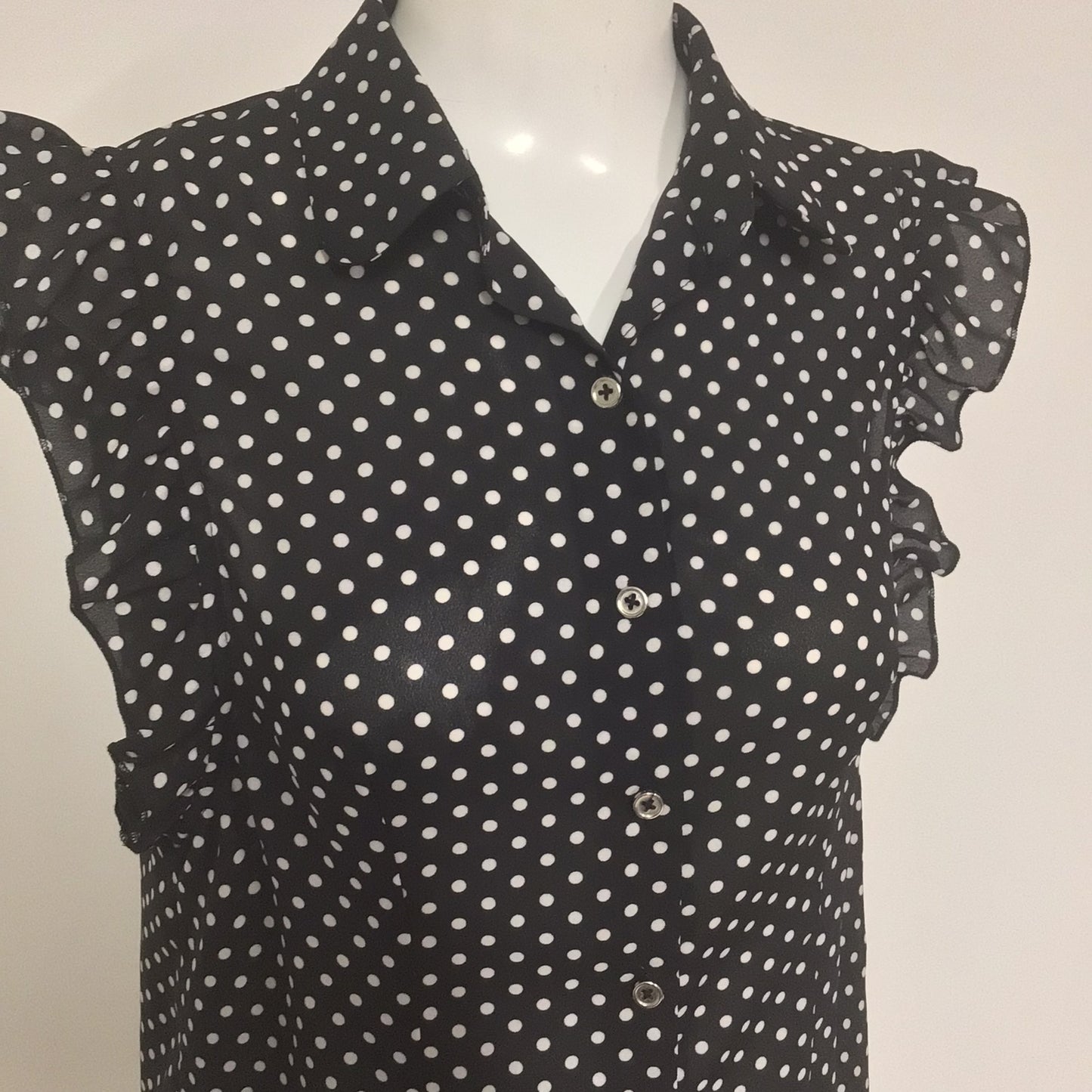 BNWT Coast Black & White Polka Dot Cap Sleeve Shirt Size 14