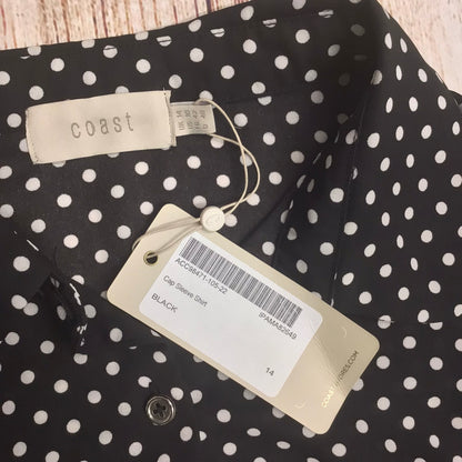 BNWT Coast Black & White Polka Dot Cap Sleeve Shirt Size 14