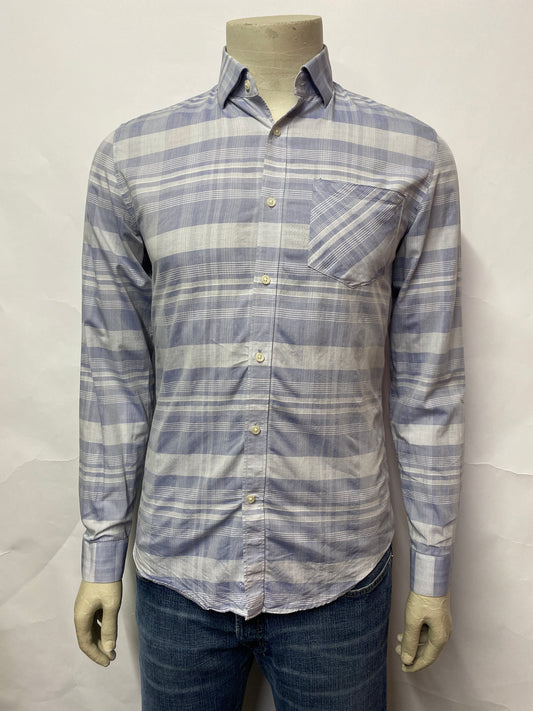 Reiss Blue Chequered Slim Fit Shirt Small