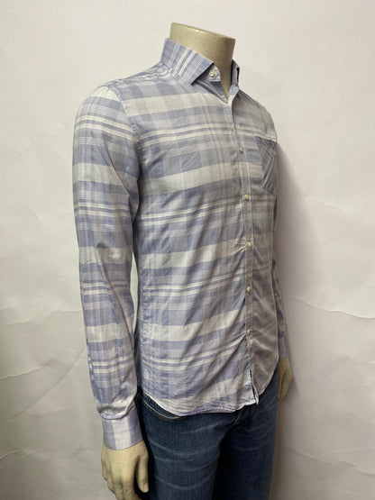 Reiss Blue Chequered Slim Fit Shirt Small