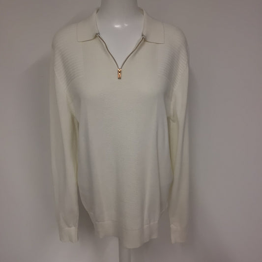 BNWT Next Cream 1/4 Zip Collared 100% Cotton Jumper Size M Regular