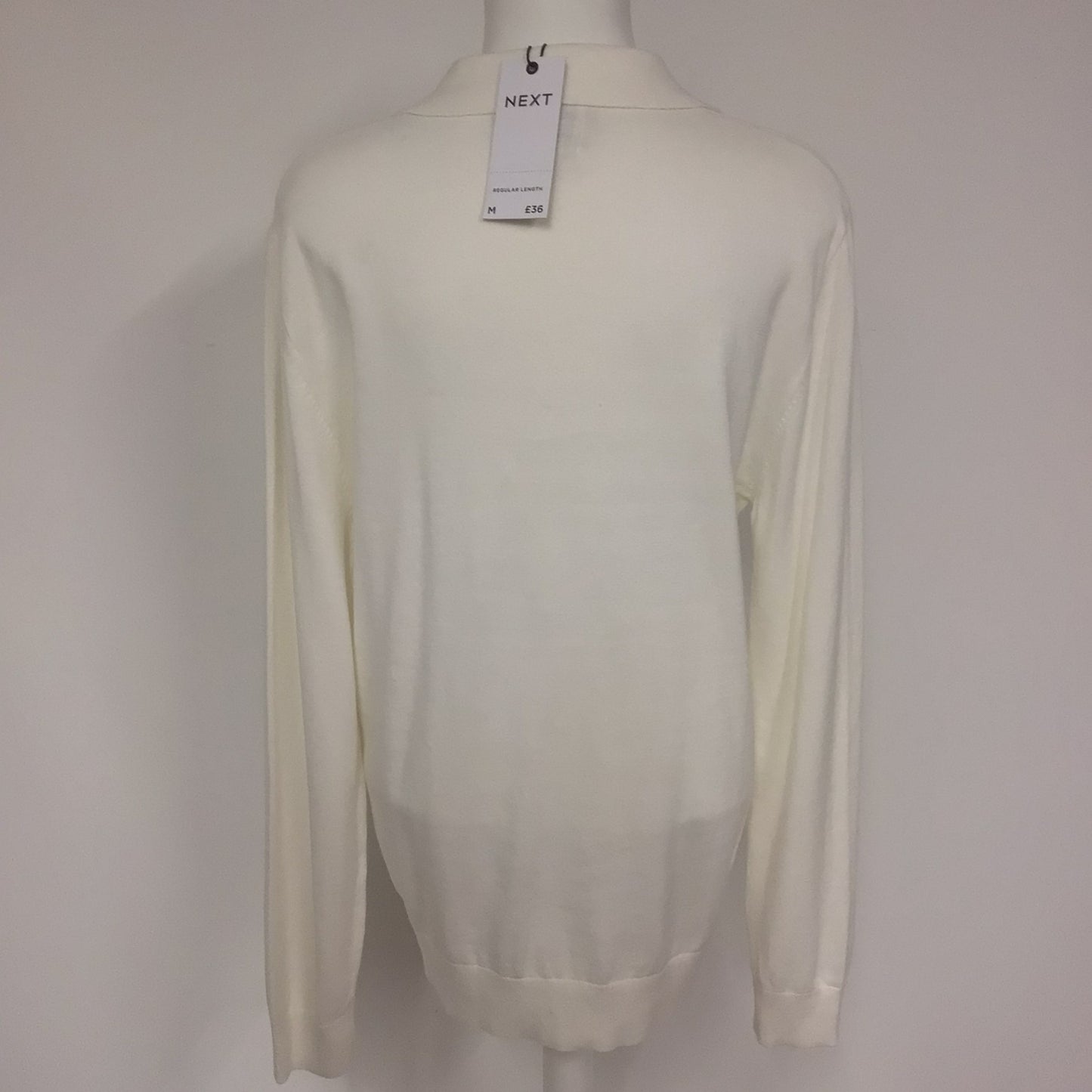 BNWT Next Cream 1/4 Zip Collared 100% Cotton Jumper Size M Regular