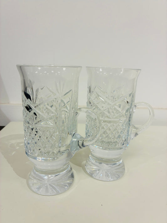 Galway Irish Coffee Mugs Glasses Clear Cut Chrystal