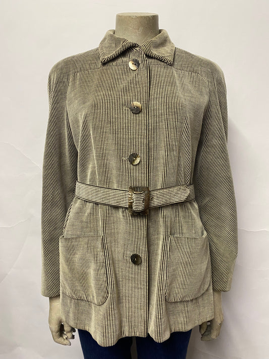 Valentino Miss V Beige Soft Corduroy Belted Jacket 8/10