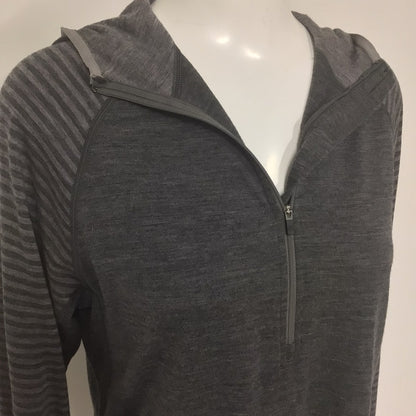 Isobaa Grey 100% Super Fine Merino Wool Hooded Jumper w/Thumb Holes Size L