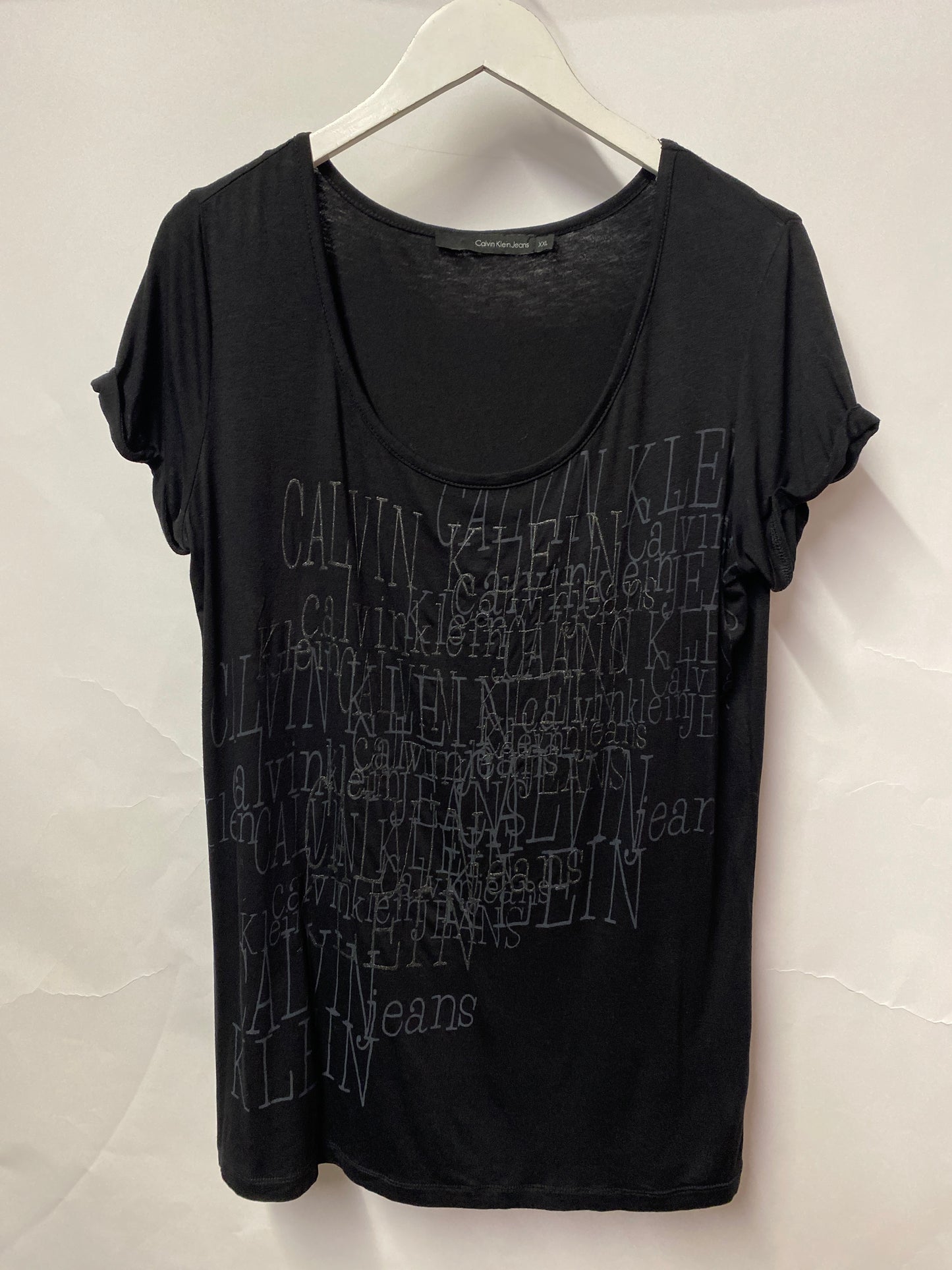 Calvin Klein Black Stretch Text T-shirt XXL