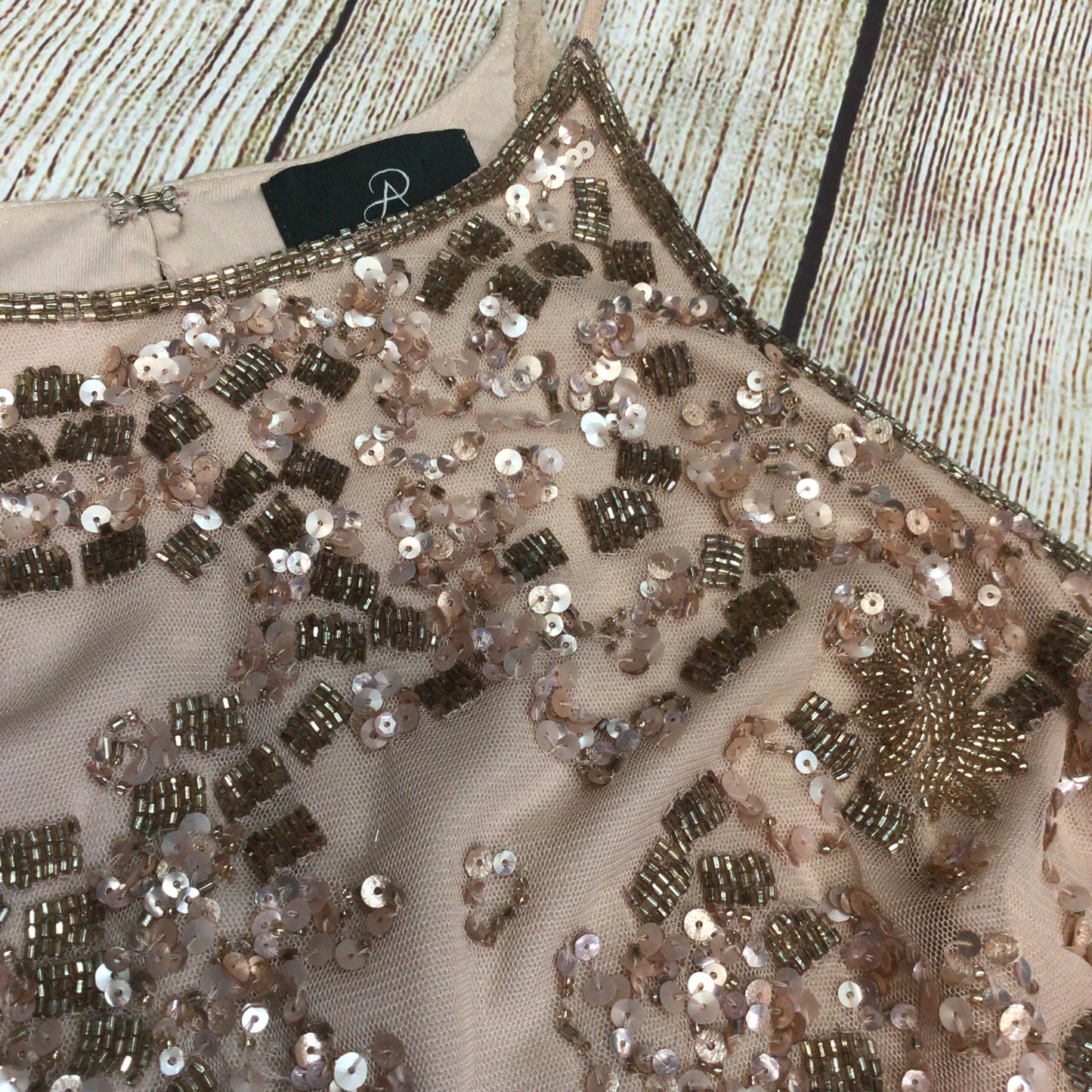 Adrianna Papell Light Pink Halter Sequin Chiffon Maxi Dress Size 12