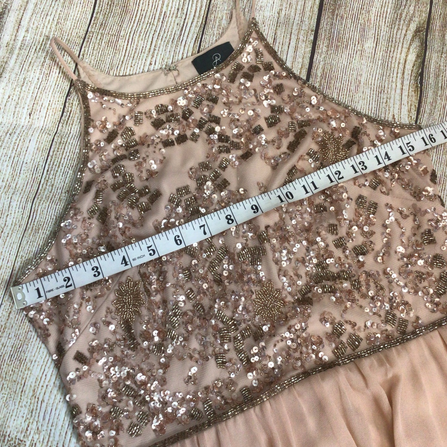 Adrianna Papell Light Pink Halter Sequin Chiffon Maxi Dress Size 12