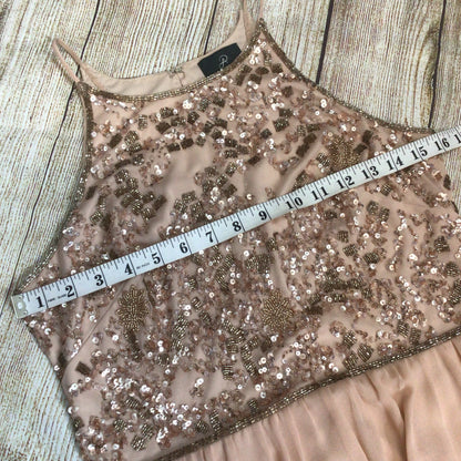 Adrianna Papell Light Pink Halter Sequin Chiffon Maxi Dress Size 12