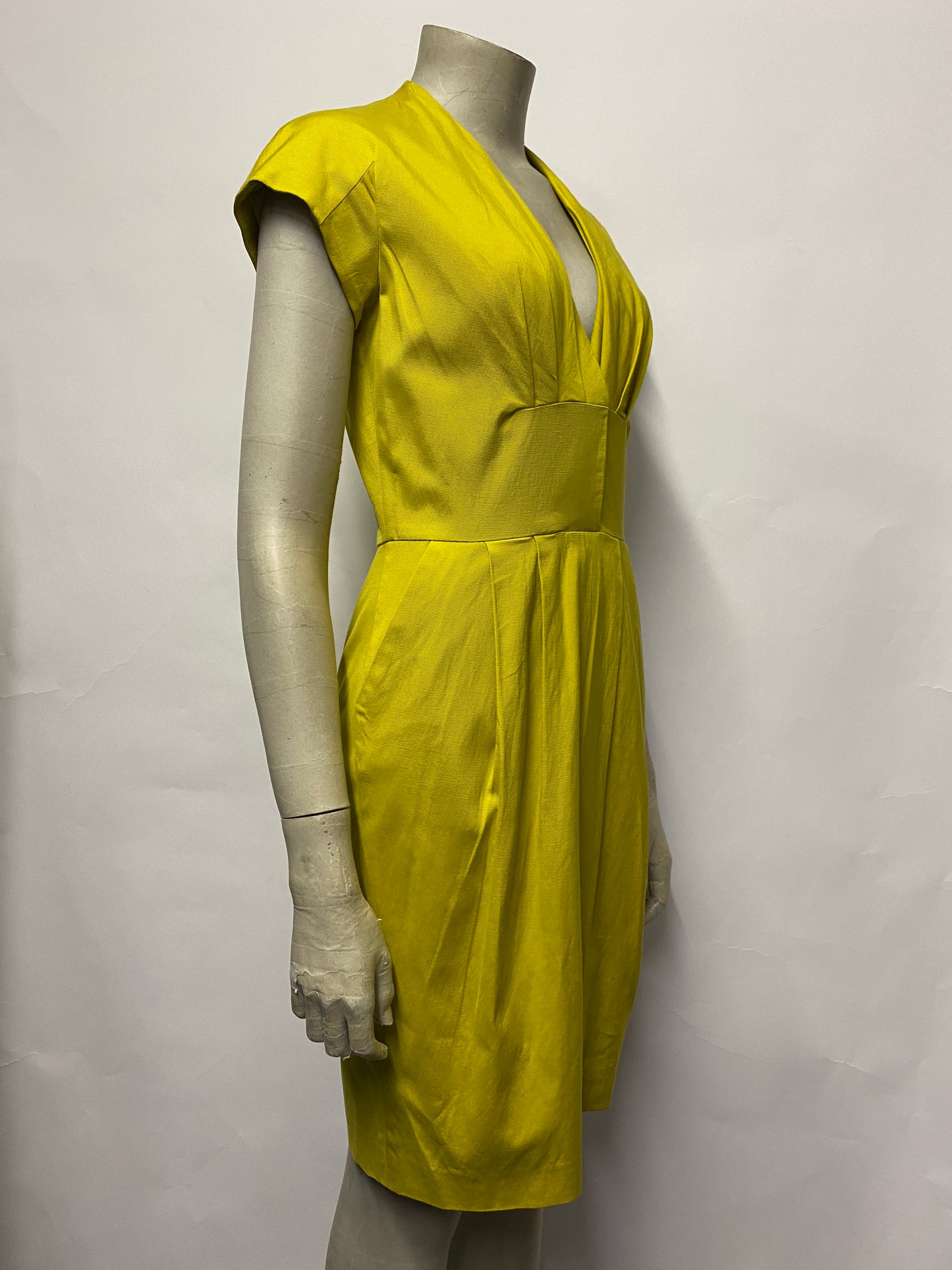 Reiss Yellow V-neck Cap Sleeve Mini Dress 10