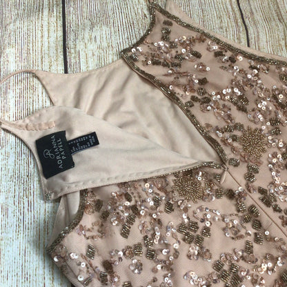 Adrianna Papell Light Pink Halter Sequin Chiffon Maxi Dress Size 12