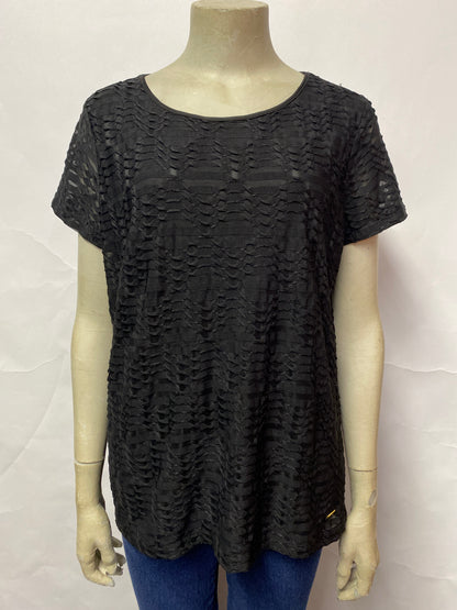 Calvin Klein Black Textured Stretch T-shirt Large